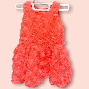 Cherokee Toddler Girls Embellished Pink Floral Dress with back buttons